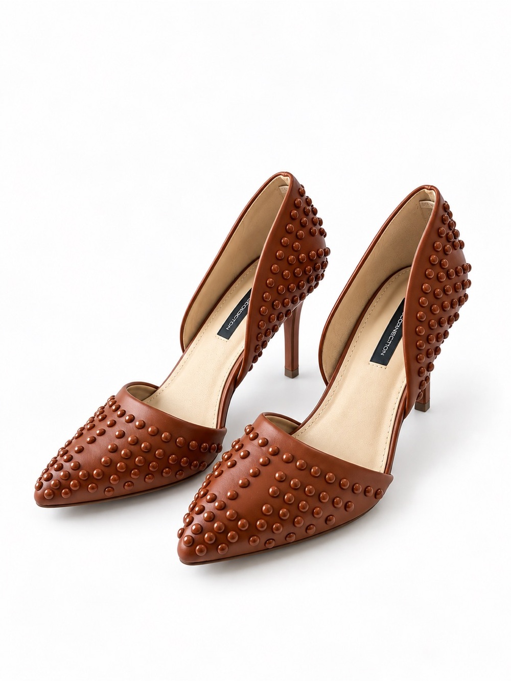 French Connection Brown Studded D’Orsay Pointed Toe Heels Size 9
